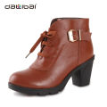 ladies leather high heel thick rubber sole safety boots shoes